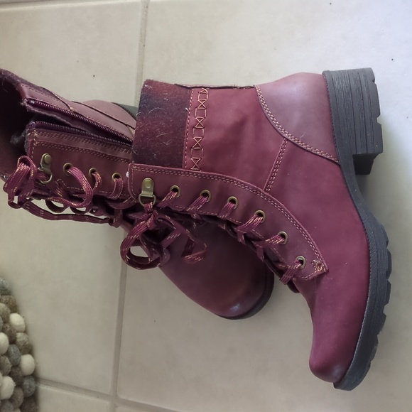Earth Origins Women's Leather Burgundy Laced Up Boots Sz Us 7 - Picture 2 of 6